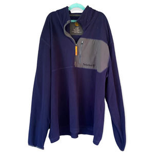 Timberland 1/4 Zip Fleece Fullover Chest Pocket Long Sleeve Navy Size XXL